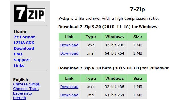 7 zip download for windows 7