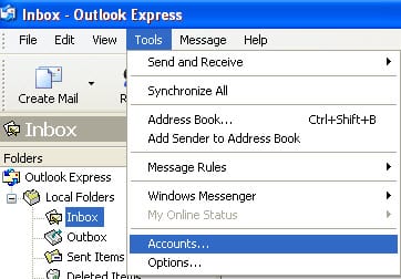 Outlook Express Menu