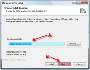 QuickPar - install location