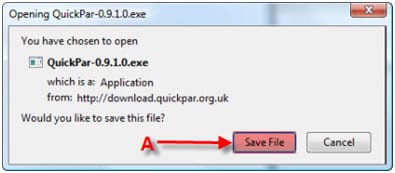 QuickPar - save file
