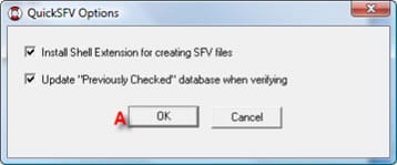 QuickSFV install options