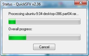 SFV file creation status