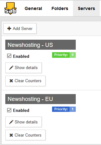 SABnzbd servers