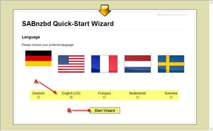 SABnzbd - select a language