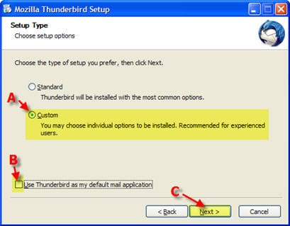 Thunderbird Setup Type