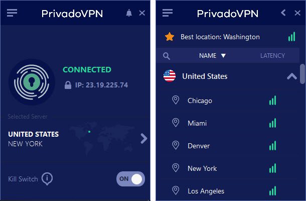 PrivadoVPN Windows app